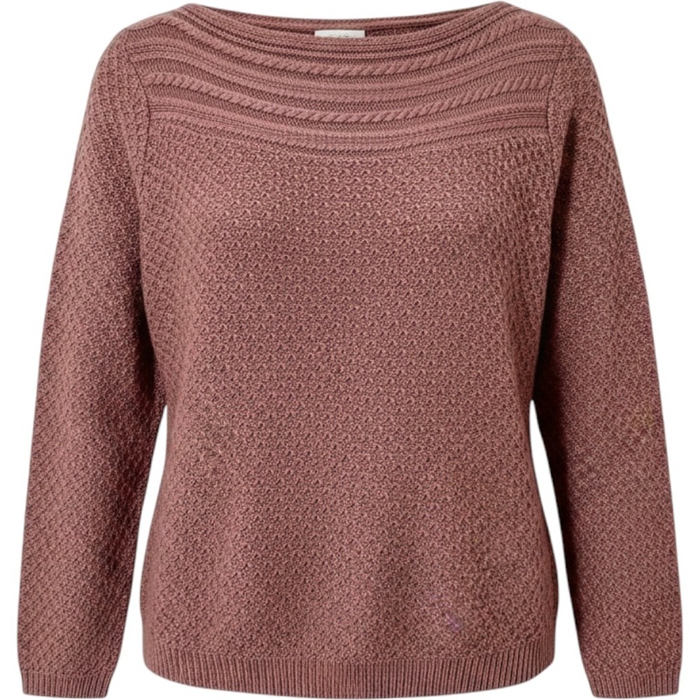 Chunky Knit Boat Neck Sweater Mauve Pink Pullover Preppy Casual Classic‎